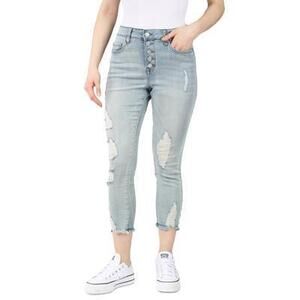 Indigo Rein Juniors' Distressed Cropped Jeans - Light Blue
